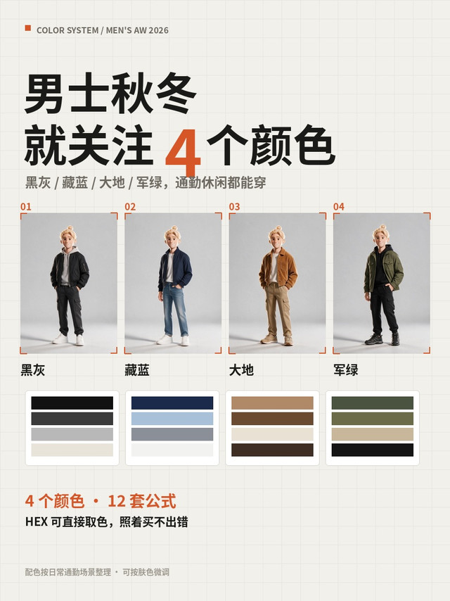 秋冬男士穿搭：这4个颜色，闭眼穿都不容易翻车