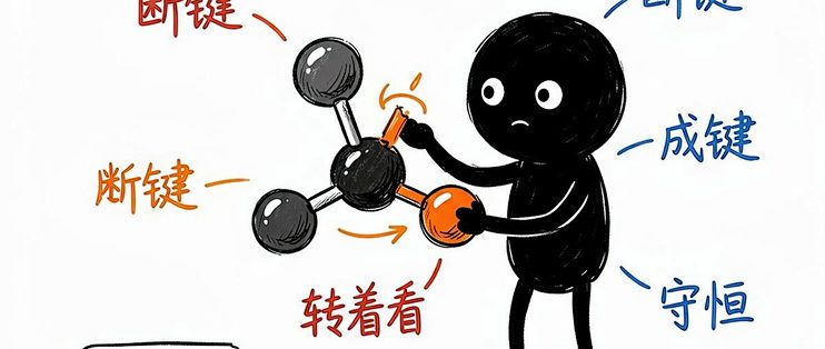 化学反应到底怎么断键成键，让它变成能转着看的 3D 动画