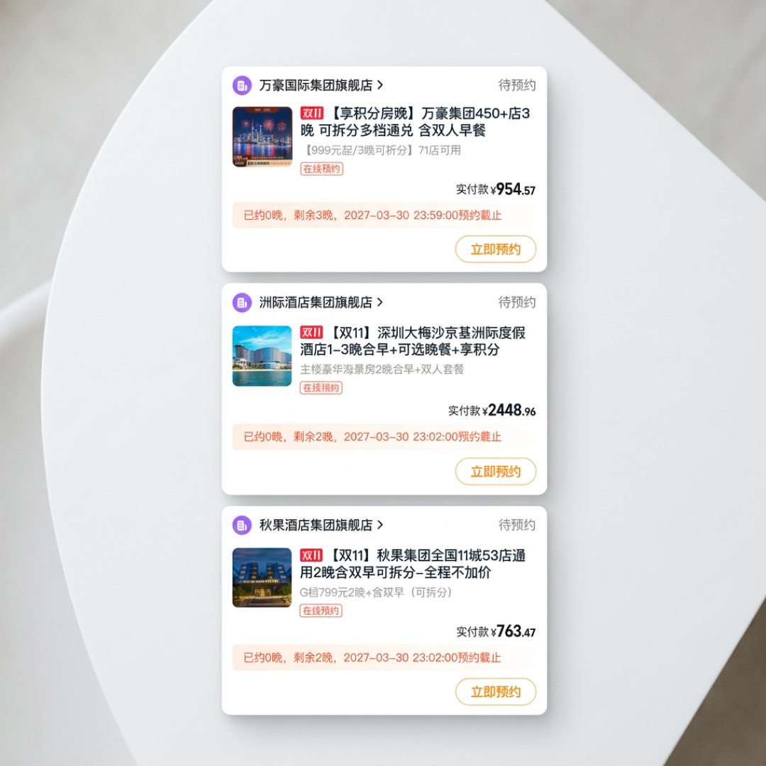 开售4小时卖出100万件,房券却“一天都约不上”:双11囤旅行产品前,先把三本账算完