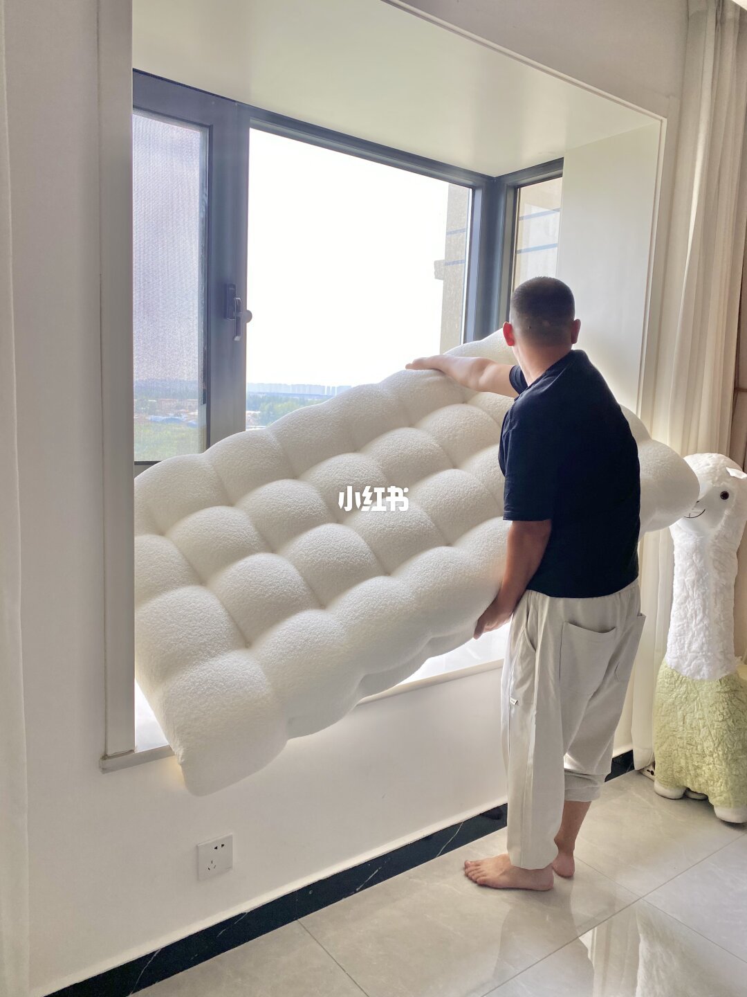 成品垫上再铺一层小毯，脏了只洗毯