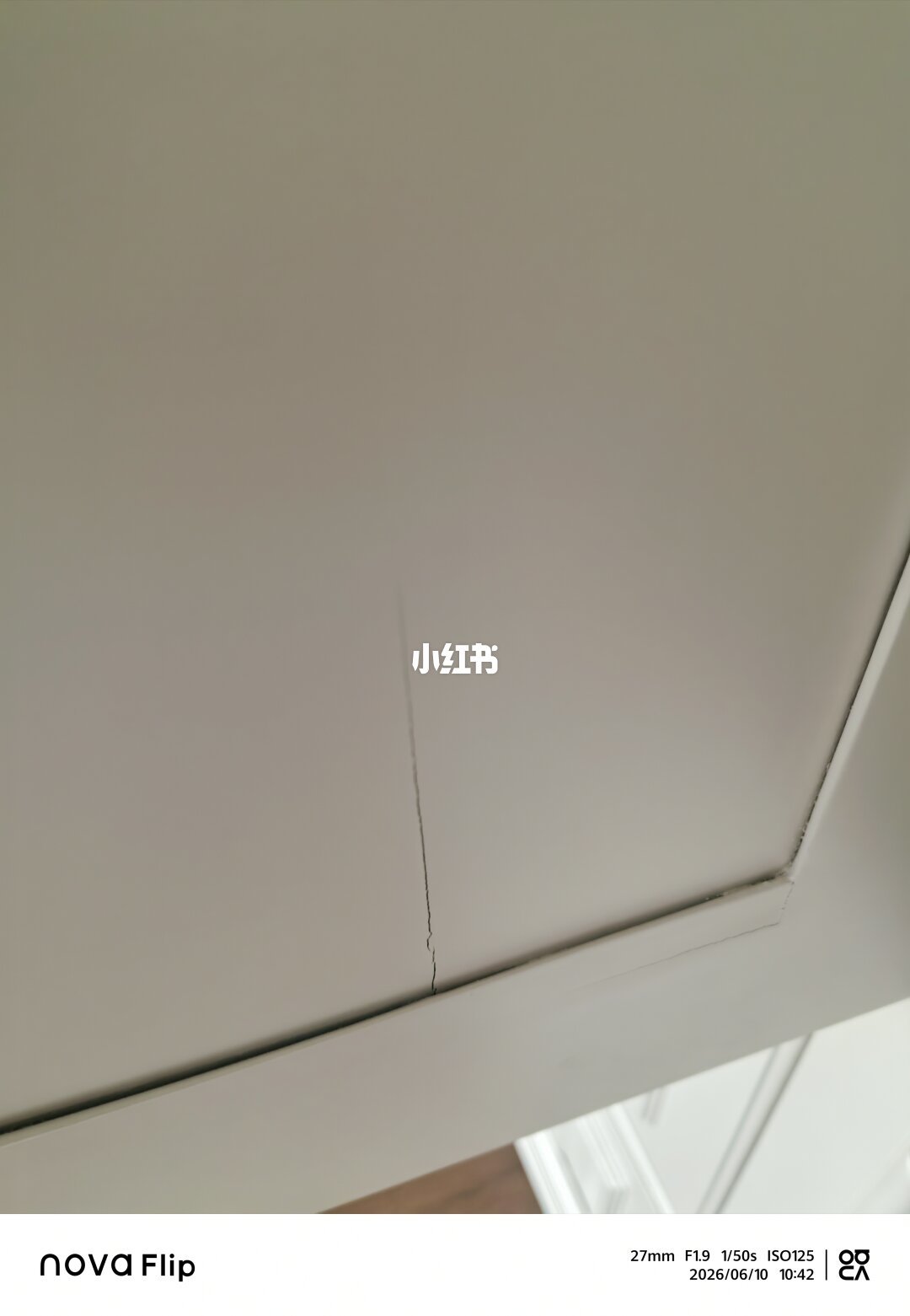实木烤漆门板的裂纹特写：走向决定性质（图源：小红书用户发帖）