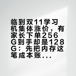 临到双11学习机集体涨价，有家长下单256G到手却是128G：先把内存这笔成本账看明白，再决定掏不掏钱