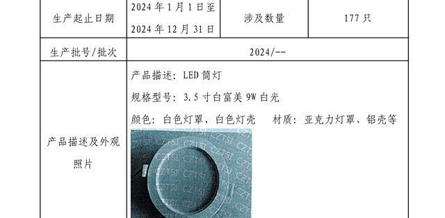 4家企业召回2218个LED灯具，10月又一家发公告：双11买灯前，先查你家吊顶上的铭牌