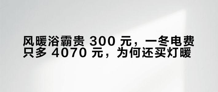 风暖浴霸贵 300 元，一冬电费只多 40–70 元，为何还买灯暖？