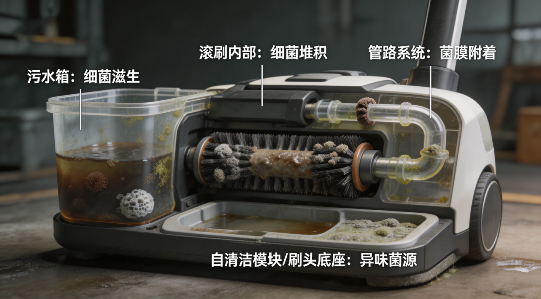 一键自清洁不等于免维护：洗地机三个臭源多久洗一次