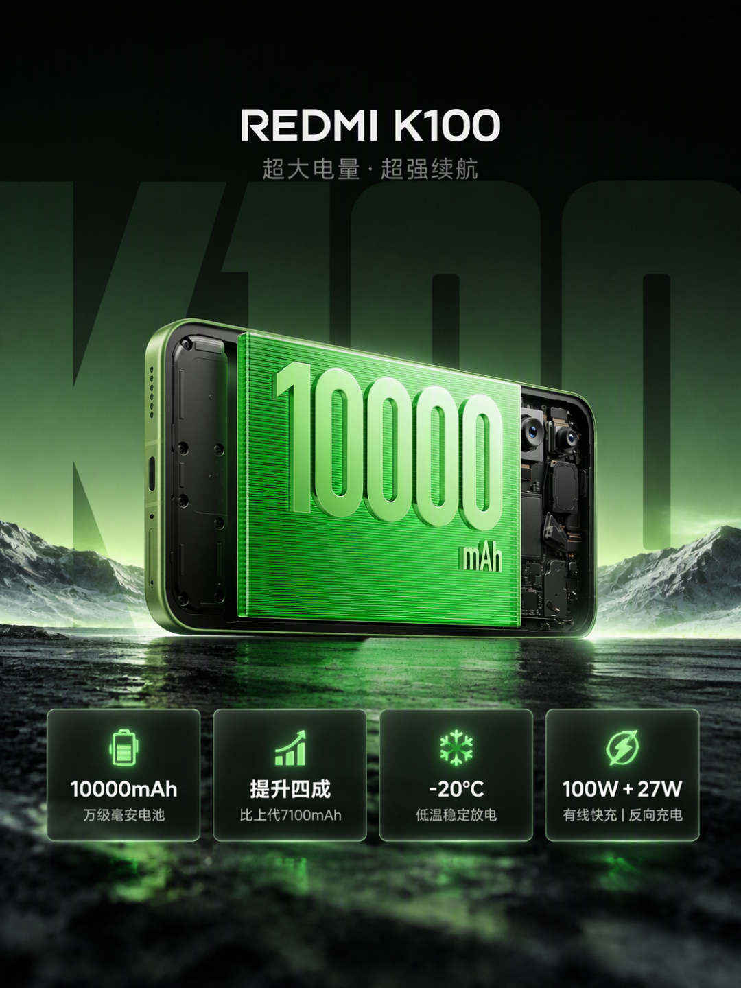 红米K100不关机不下播：首款万毫安电池，连打8小时35分游戏
