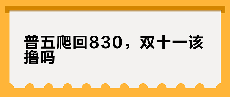 普五爬回830，双十一该撸吗？