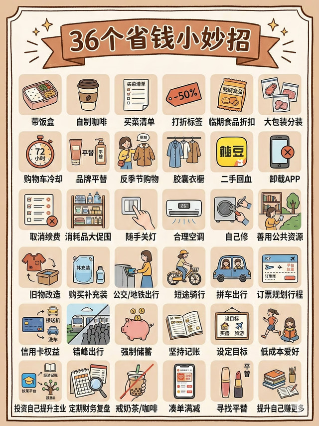 别再说存不下钱了！这36个省钱小妙招，坚持下来差距超大