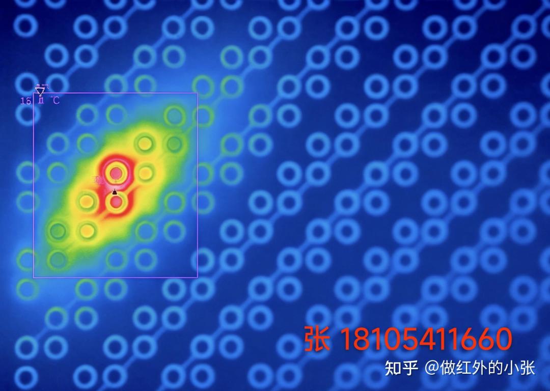 红外热成像画面下的PCB电路板参考图