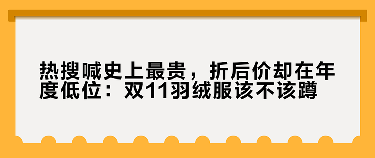 热搜喊史上最贵，折后价却在年度低位：双11羽绒服该不该蹲？先看吊牌充绒克数