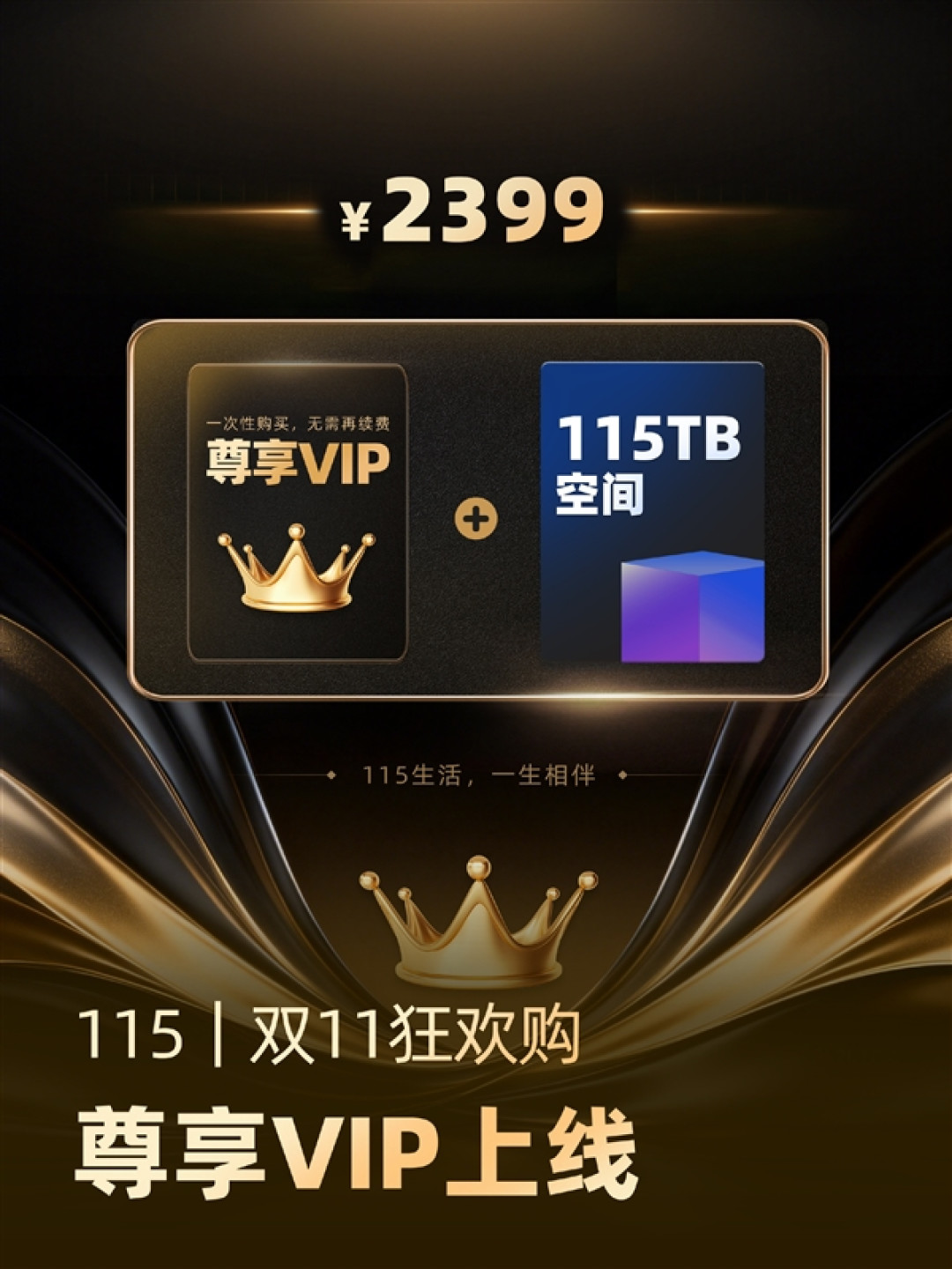 115网盘双11疯狂大促：永久VIP仅2399元 还送115TB空间