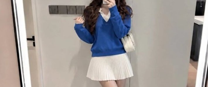克莱因蓝毛衣，显白这件事真的不用凑