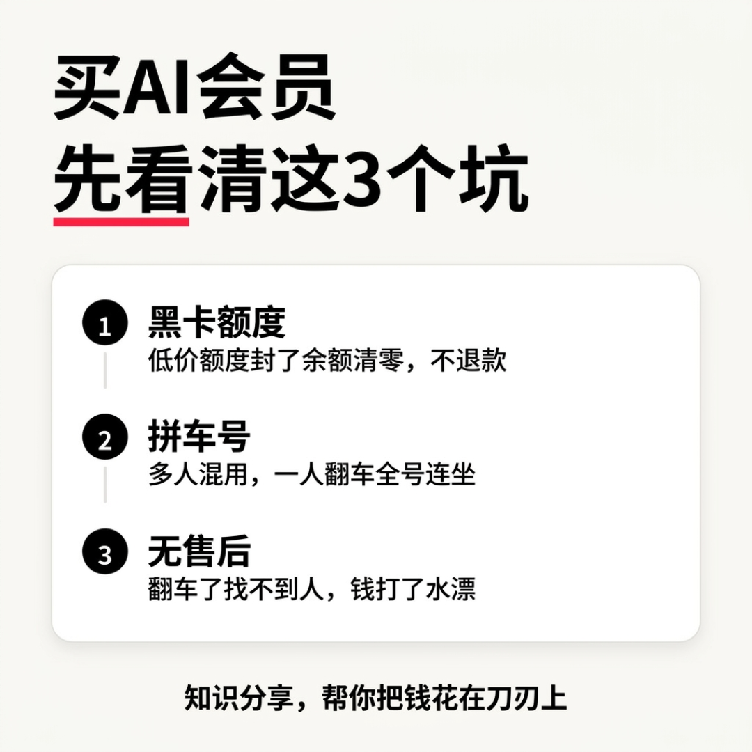 央视曝光“无限薅AI会员”：1.2元破解教程、4.7元租10分钟，你的对话出租方全程可见——价目、货源、红线三本账，上车前一次对完