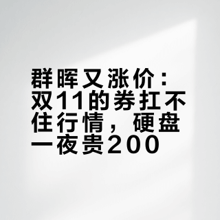 群晖又涨价：双11的券扛不住行情，硬盘一夜贵200