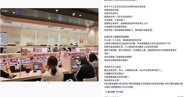 大老鼠在寿司郎传送带窜来窜去 顾客集体被吓 涉事门店：已全面消杀 老鼠是外来的