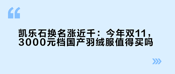 凯乐石换名涨近千：今年双11，3000元档国产羽绒服值得买吗