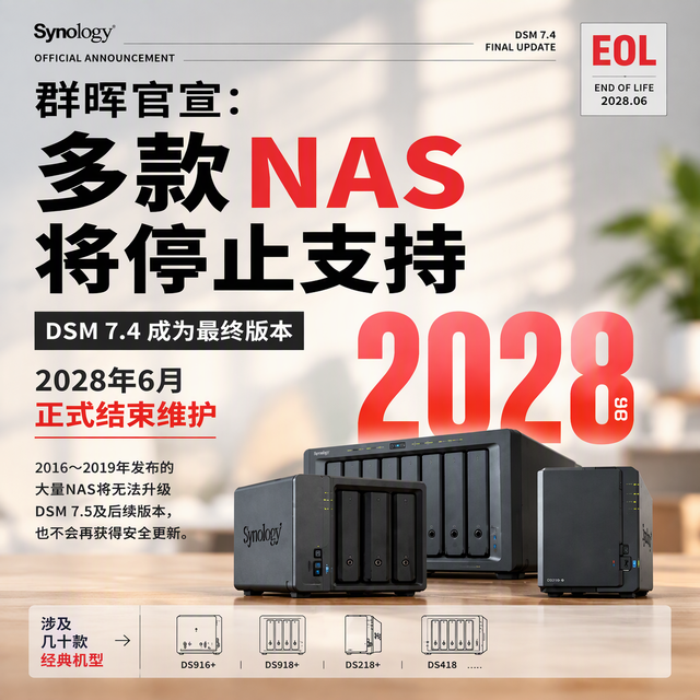 群晖停支持几十款机型，DSM 7.4是终点，双11尾货冲不冲？