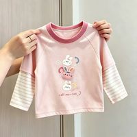 女童新款条纹假两件长袖打底衫