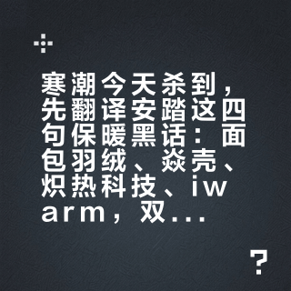 寒潮今天杀到，先翻译安踏这四句保暖黑话：面包羽绒、焱壳、炽热科技、iwarm，双11哪档该冲、哪档别碰
