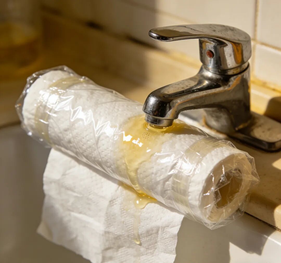 花洒出水孔越堵越冲歪？白醋套袋、旧卡缠布，窄缝里的黑垢一搓一条