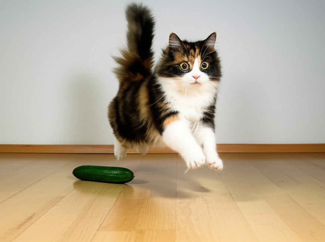 猫被黄瓜吓飞，“因为像蛇”？这实验做在猴子身上，不是猫