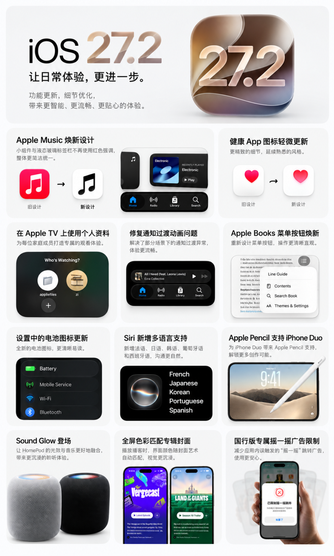 iOS 27.2 正式版发布!摇一摇广告彻底终结!