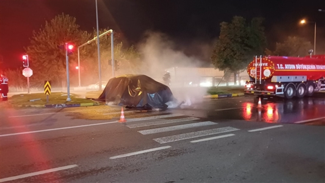 土耳其一辆特斯拉Model Y撞卡车后起火 消防员灭了3小时