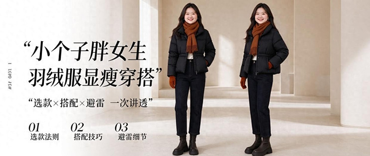 小个子胖女生羽绒服怎么穿显瘦?时尚达人教你气质穿搭:好看又显瘦