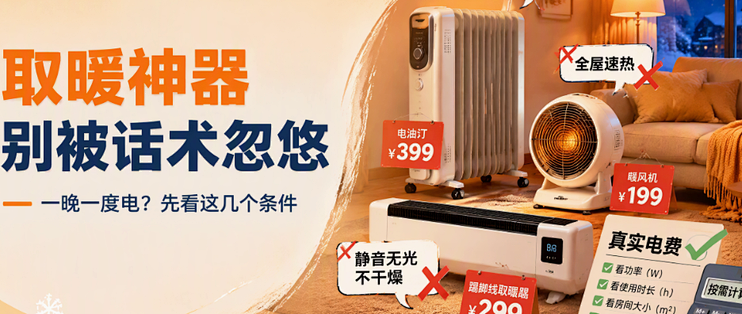取暖神器 别被话术忽悠：一晚一度电？先看这几个条件