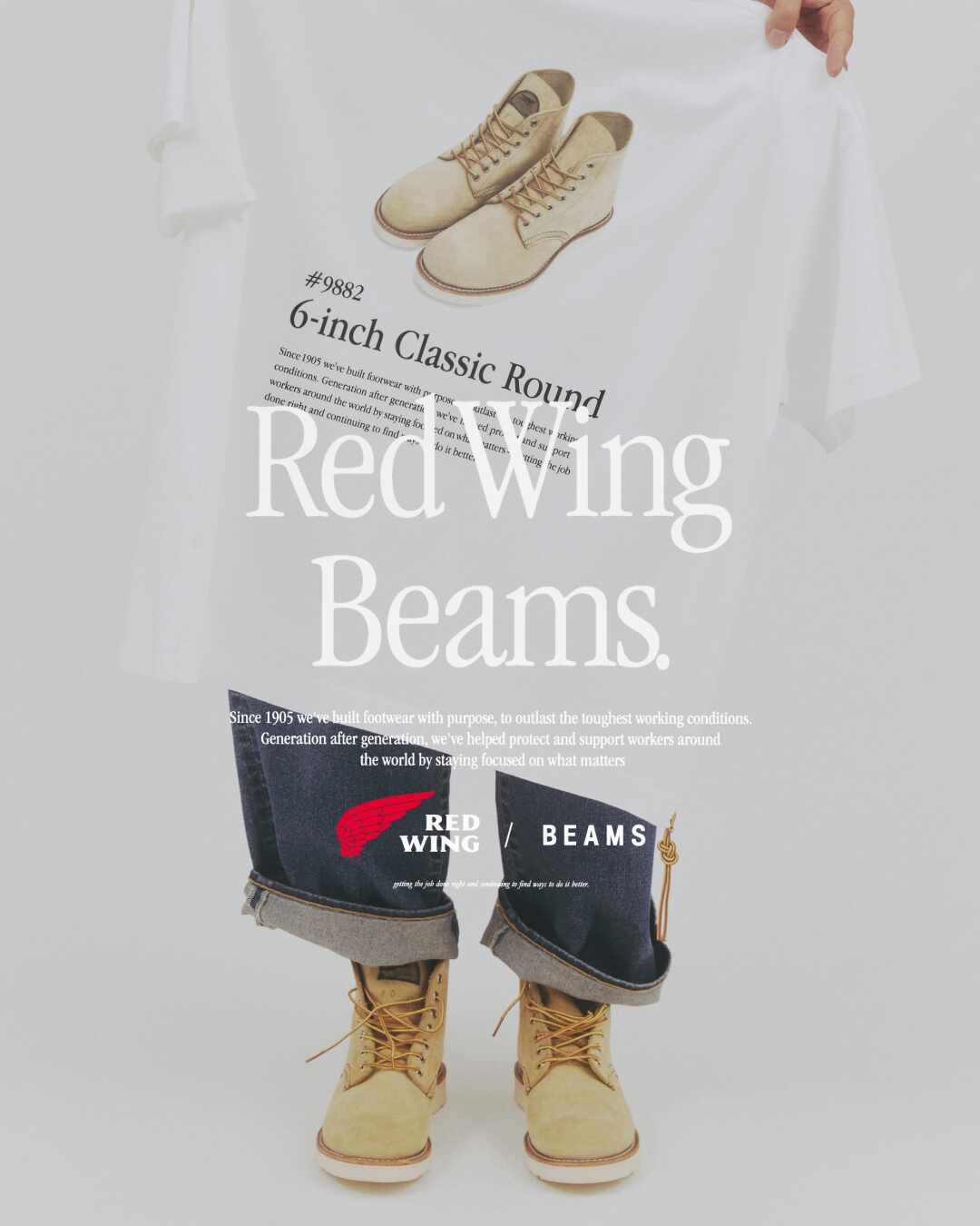 RED WING×BEAMS 50周年联名刚释出：复刻90s半圆狗头标，型号还没公布靴友就开始排队了