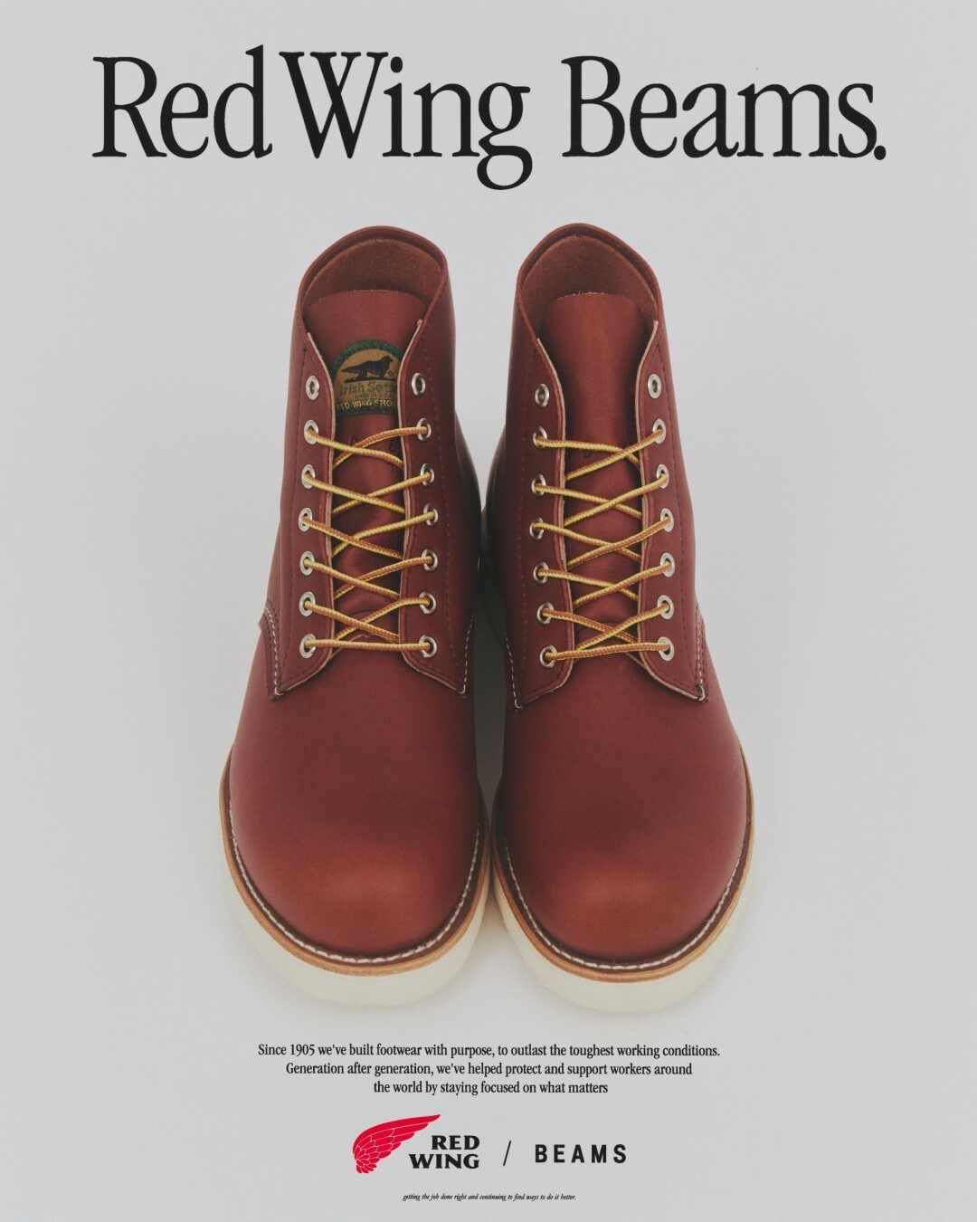 RED WING×BEAMS 50周年联名刚释出：复刻90s半圆狗头标，型号还没公布靴友就开始排队了