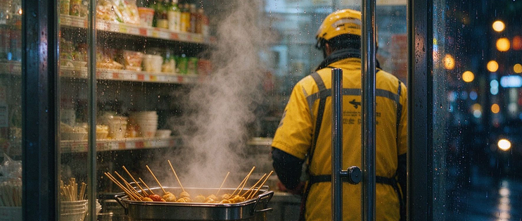 下大雨的夜里，我躲进街角那家便利店。