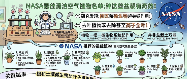 NASA清洁室内空气的最佳植物名单，种这些盆栽有奇效！