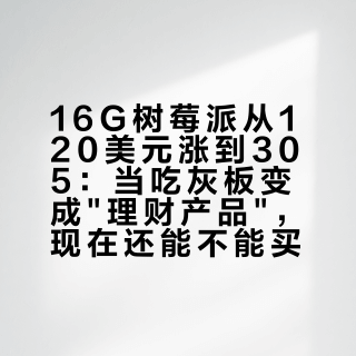 16G树莓派从120美元涨到305：当吃灰板变成"理财产品"，现在还能不能买