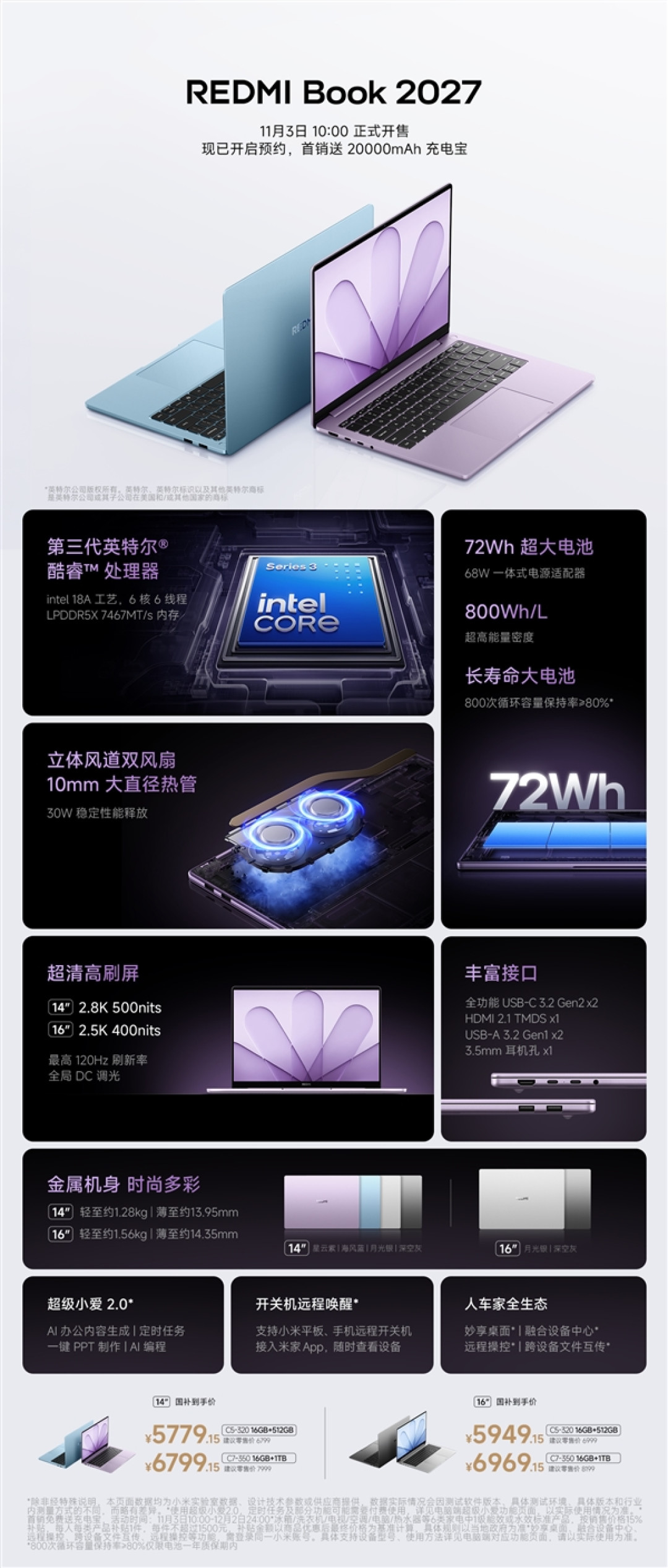 5949元起 REDMI Book 16 2027发布：关机也能远程唤醒