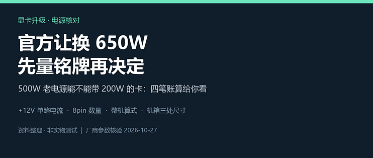 别急着换电源：500W老机带4070，先算这四笔账