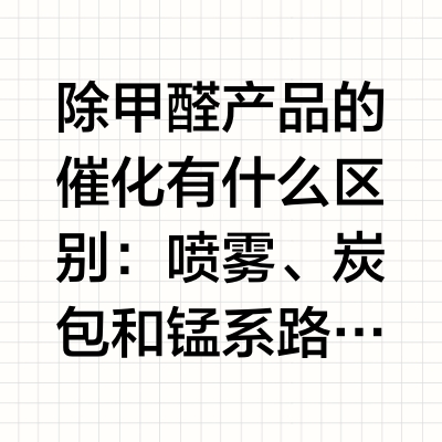 除甲醛产品的催化有什么区别：喷雾、炭包和锰系路线对比，不同分解原理逐一看三条路线的催化逻辑根本不同，选错类型比选错品牌代价更大。 喷雾型走的是“源头亲核加成/聚合降解”，核心看渗透深度与是否依赖光照；