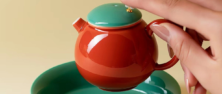 简约红釉壶承提升泡茶仪式