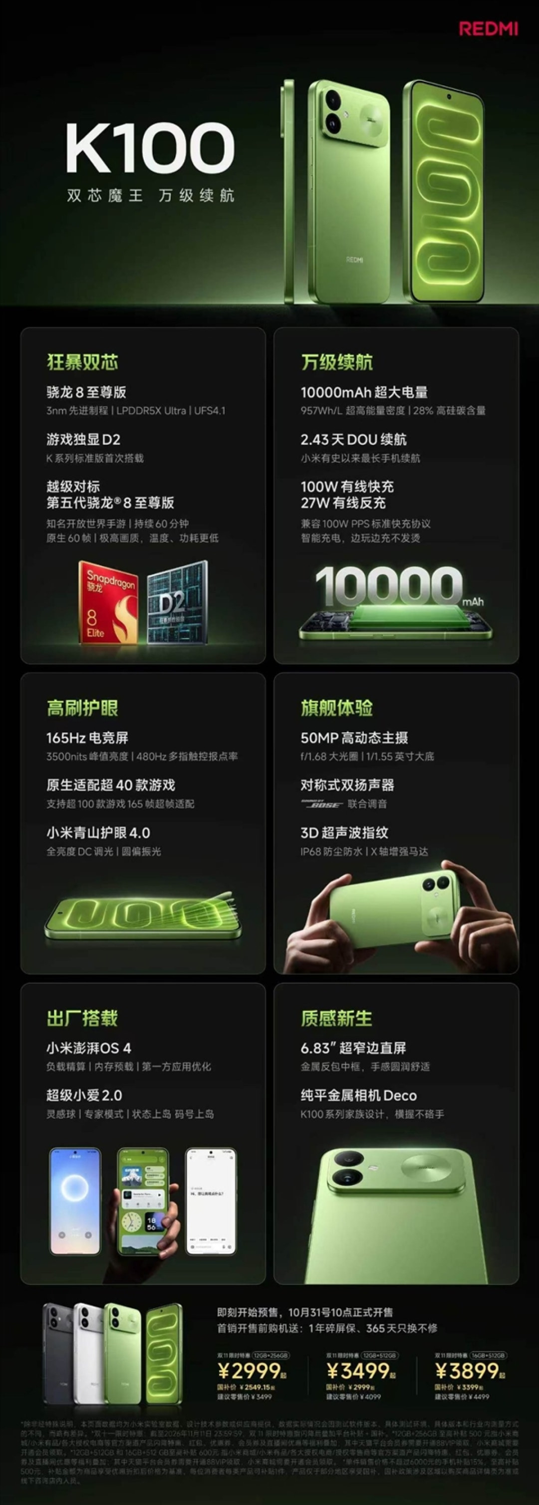 2999元起！卢伟冰：REDMI K100性价比同档无敌