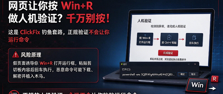 网页让你按 Win+R 做个"人机验证"？千万别按，那是病毒