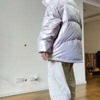 胶囊纳桔珠光免洗儿童连帽羽绒服