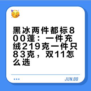 黑冰两件都标800蓬：一件充绒219克一件只83克，双11怎么选