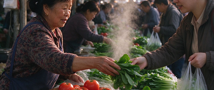 清晨六点的菜市场