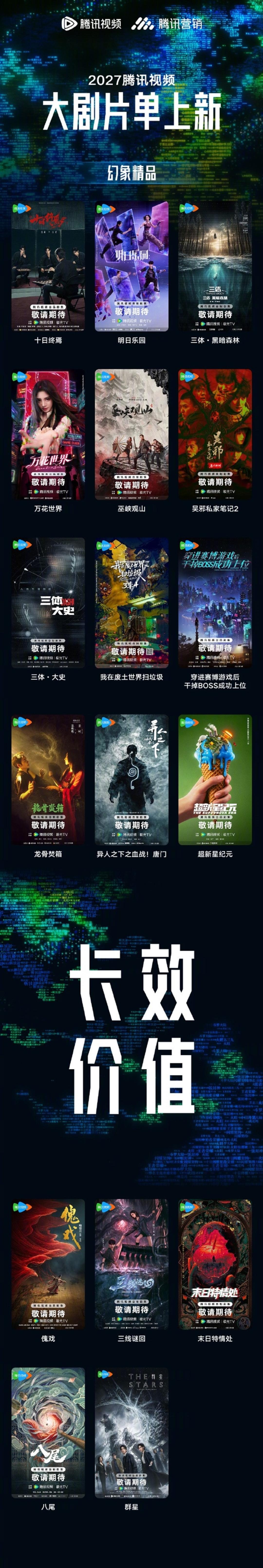 腾讯视频2027片单出炉:《三体:黑暗森林》《庆余年3》在列
