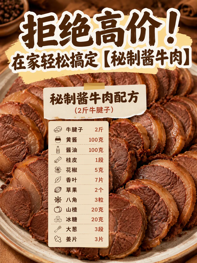 巨省钱！秘制酱牛肉配方，切片不散软烂入味🥩
