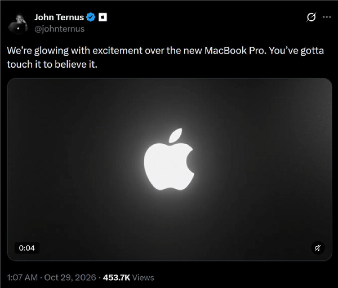 苹果发布首款触控屏MacBook Pro:发光Logo时隔10年回归!