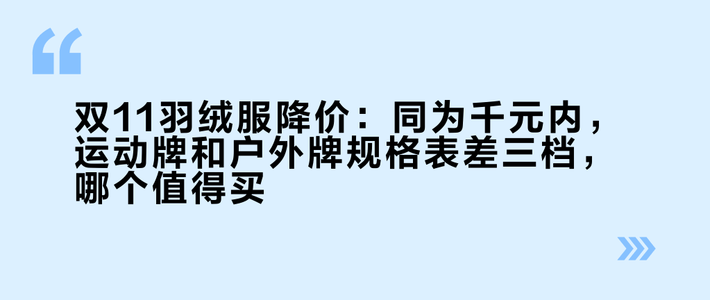 双11羽绒服降价：同为千元内，运动牌和户外牌规格表差三档，哪个值得买？
