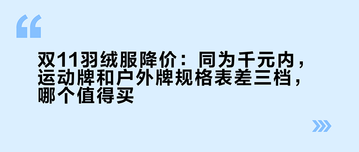 双11羽绒服降价：同为千元内，运动牌和户外牌规格表差三档，哪个值得买？