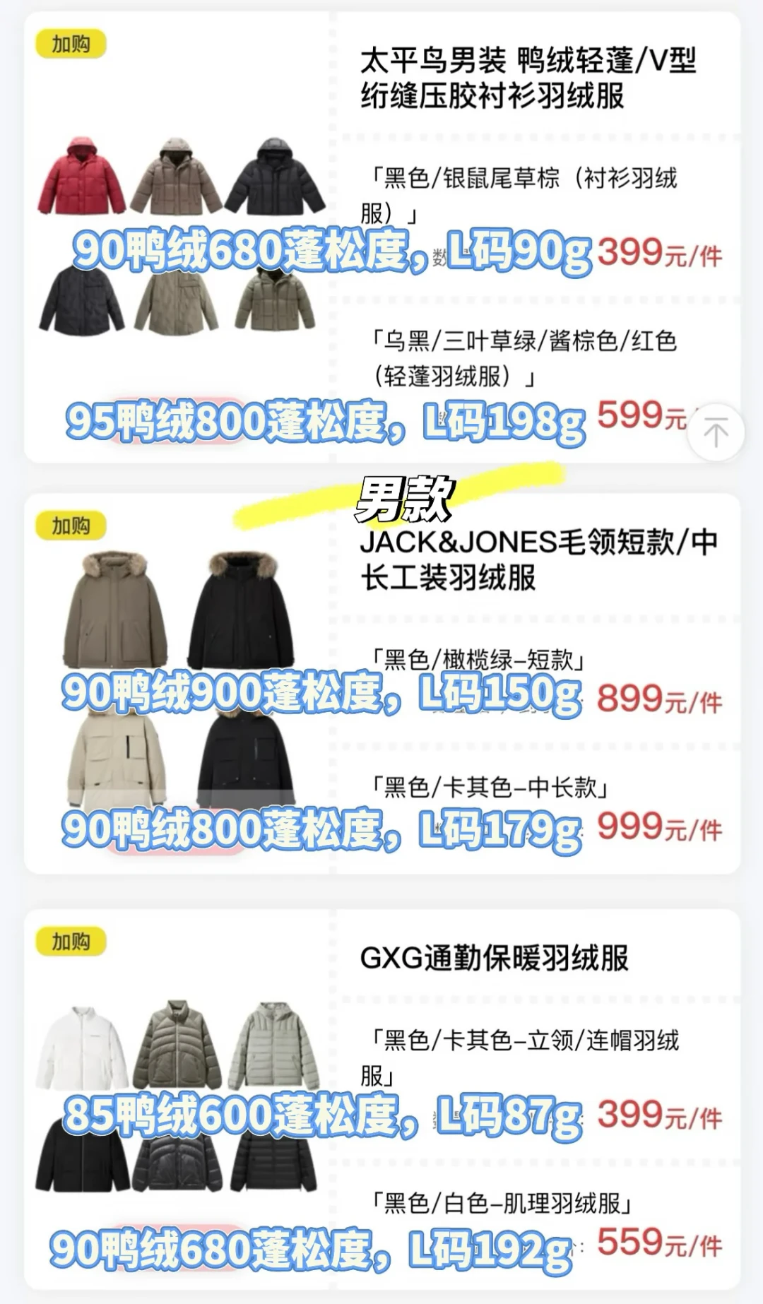 双11羽绒服降价：同为千元内，运动牌和户外牌规格表差三档，哪个值得买？