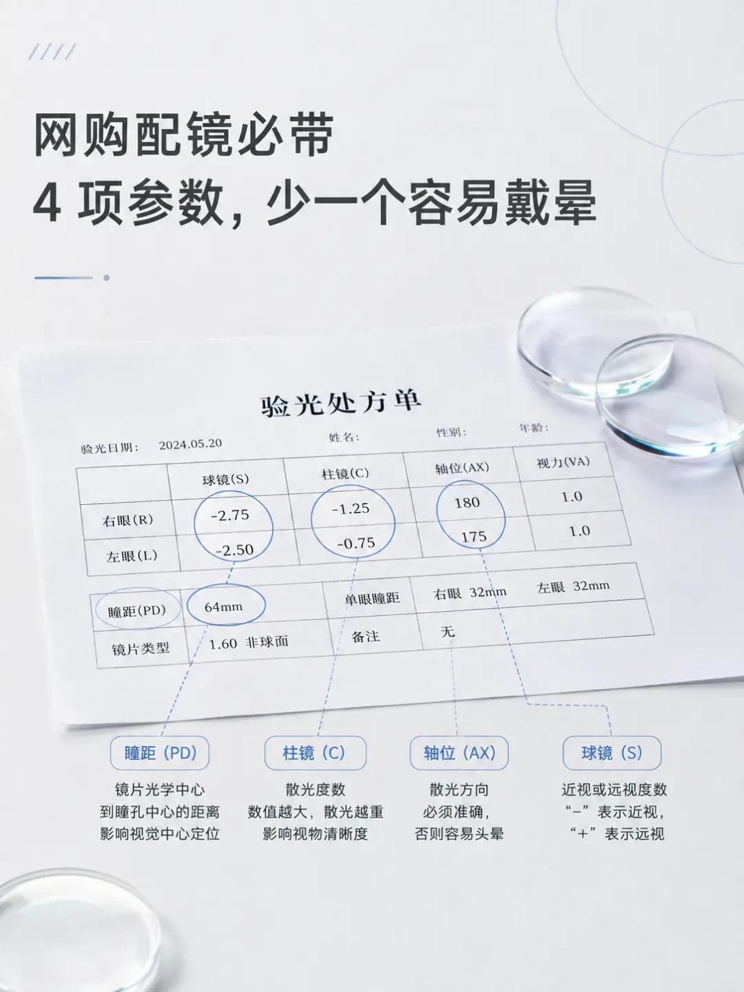双11网上配镜别只抄验光单|瞳距、瞳高、轴位、镜腿4组数,下单前核完到手再剪吊牌